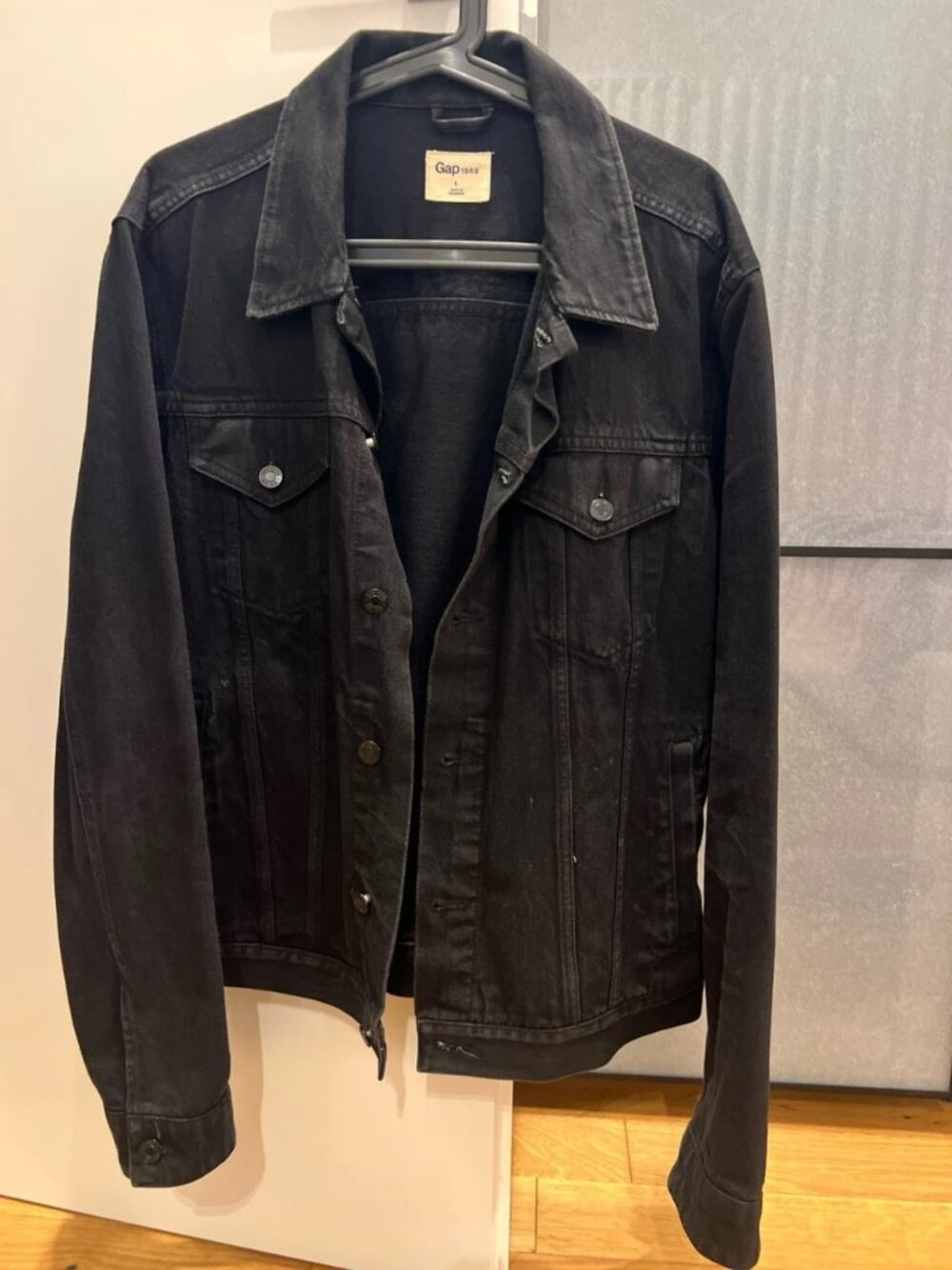 Men's Black Denim Trucker Jacket Size L